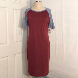 NWT LuLaRoe Julia Red & Blue Large Baseball Dress